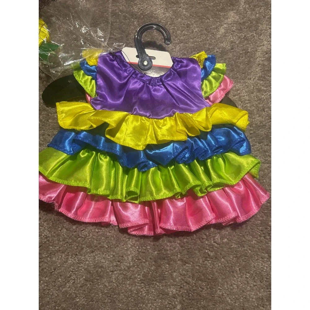Unbranded Fruit Dancer Dog Costume Ruffle Satin Dress Pineapple Hat Multi Small